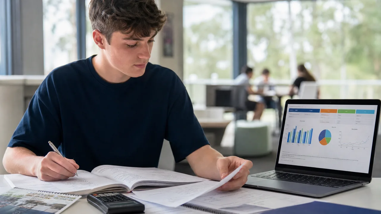 Student comparing school ATAR results with university GPA and WAM planning charts on a laptop — ATAR to GPA and WAM conversion guide